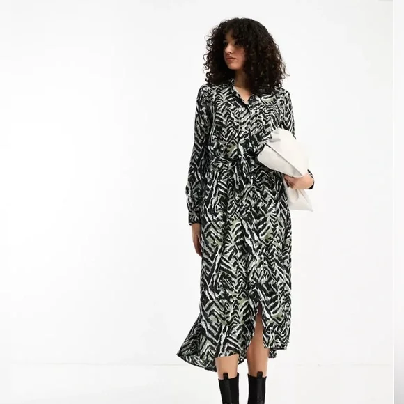 ASOS | Dresses | Asos Jdy Tall Belted Midi Shirt Dress In Abstract Animal  Print Si | Poshmark
